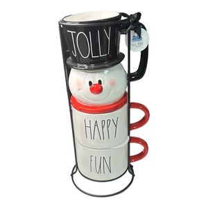 Rae Dunn Frosty the Snowman Mug Stacker Set